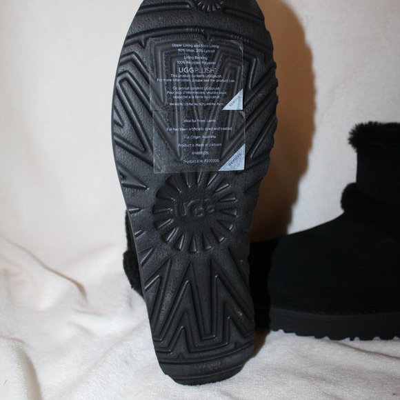 NIB UGG MINI SPILL SEAM SUEDE SHEARLING BOOTS BLACK - Picture 5 of 8